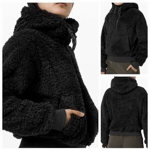 LULULEMON women's size 6 Oh So Sherpa Half Zip Hoodie Jacket Black pullover